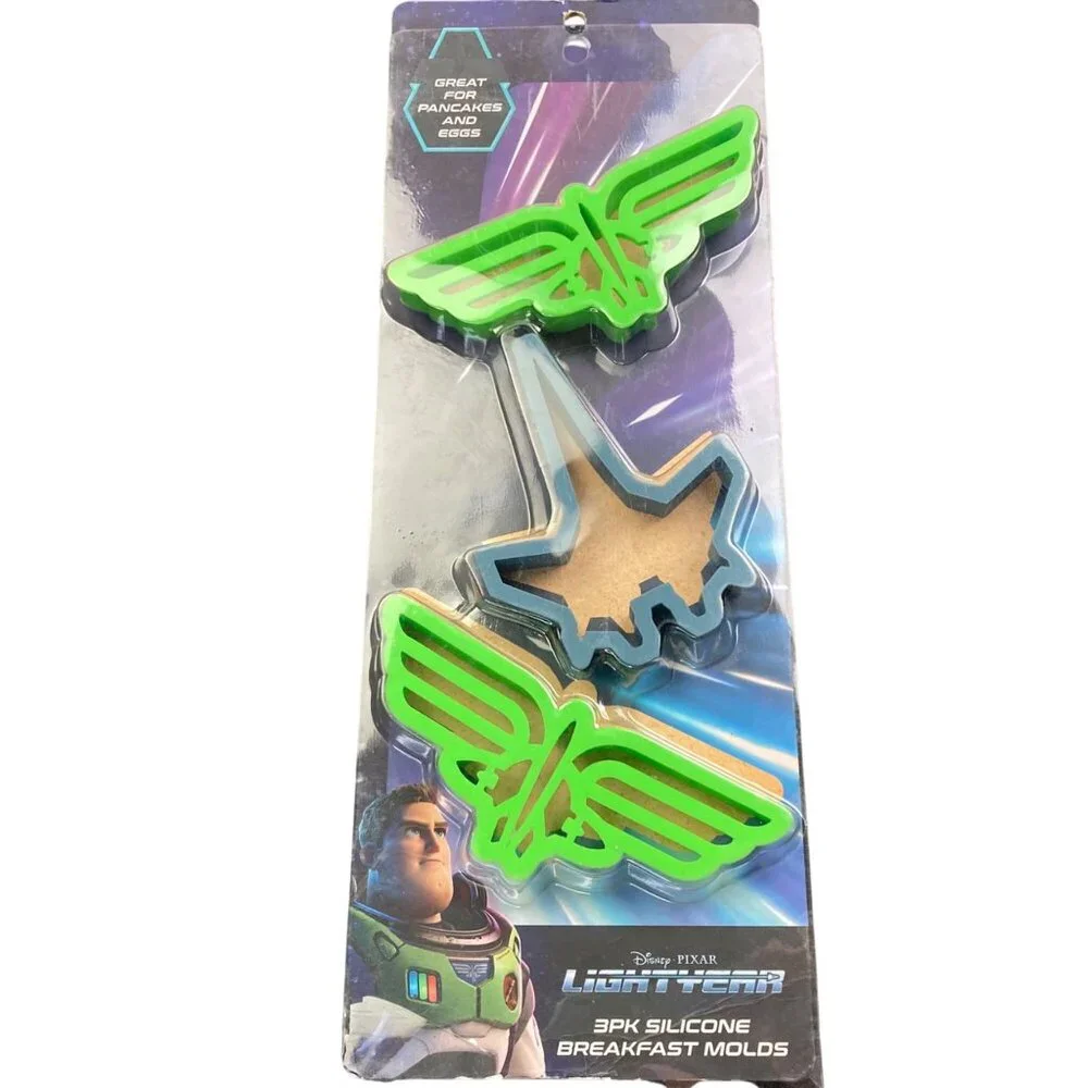 Disney Buzz Lightyear 3Pk Silicone Breakfast Molds Pancakes & Eggs Fun Cooking